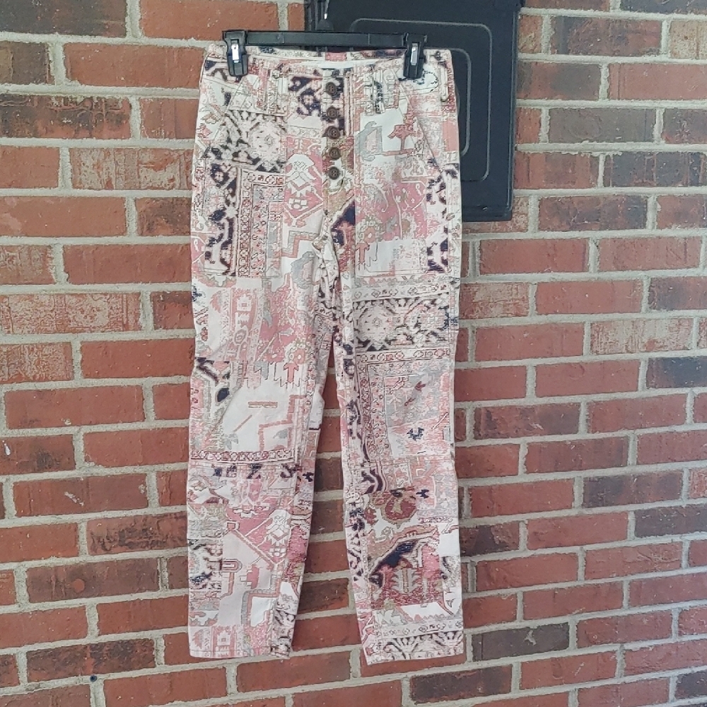 The Wanderer by Anthropologie Pink Patterned Utility Pants Size 26 (1533)
